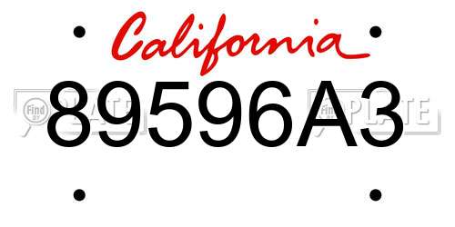 89596A3 California License Plate