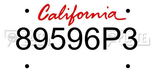 89596P3 California License Plate