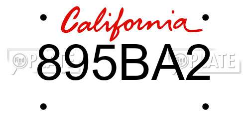 895BA2 California License Plate