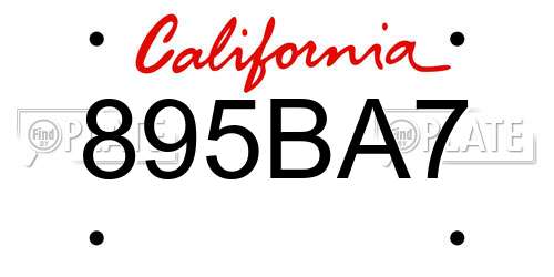 895BA7 California License Plate