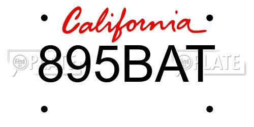 895BAT California License Plate