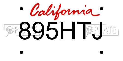 895HTJ California License Plate