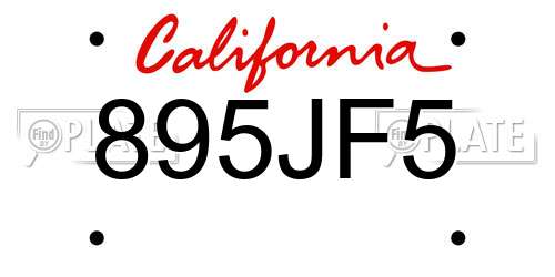 895JF5 California License Plate
