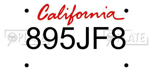 895JF8 California License Plate