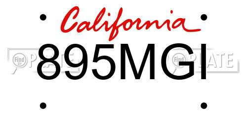 895MGI California License Plate