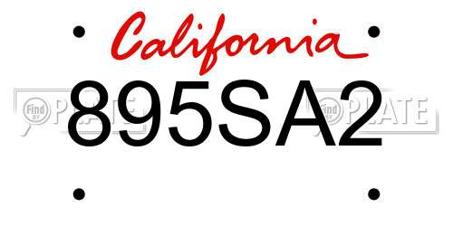 895SA2 California License Plate