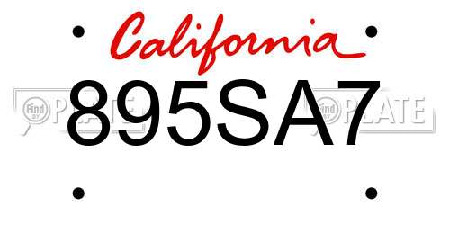 895SA7 California License Plate