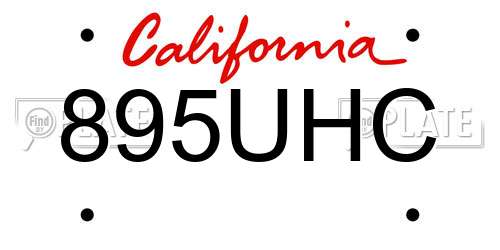 895UHC California License Plate