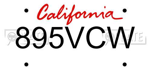 895VCW California License Plate