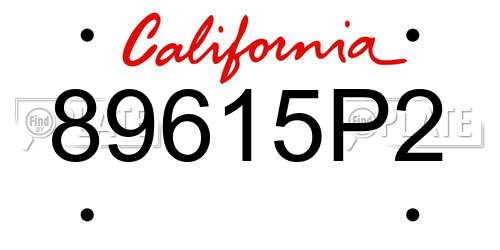 89615P2 California License Plate