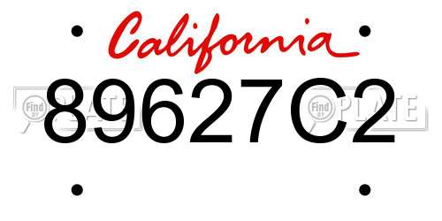 89627C2 California License Plate