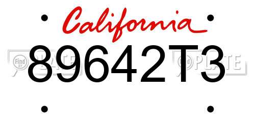 89642T3 California License Plate