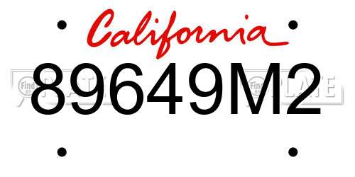 89649M2 California License Plate