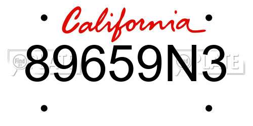 89659N3 California License Plate