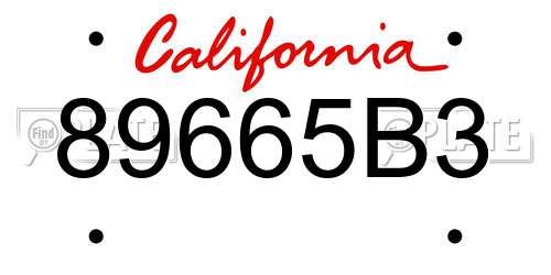 89665B3 California License Plate