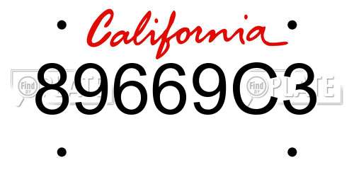 89669C3 California License Plate