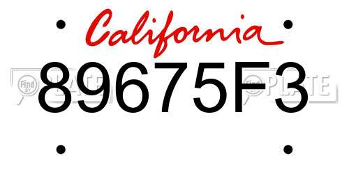 89675F3 California License Plate