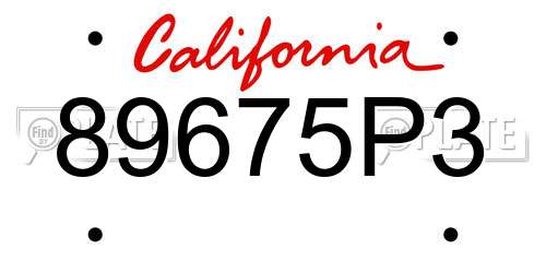 89675P3 California License Plate