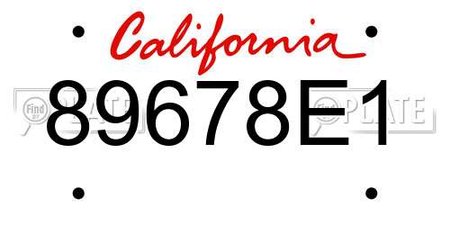 89678E1 California License Plate