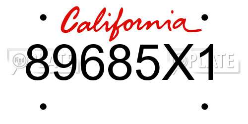 89685X1 California License Plate