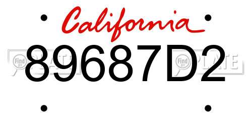 89687D2 California License Plate