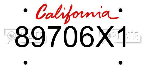 89706X1 California License Plate