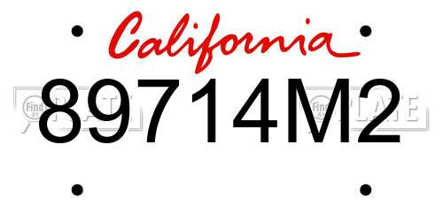 89714M2 California License Plate