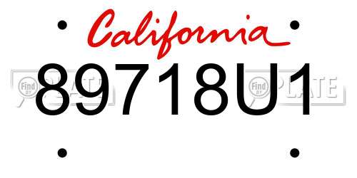 89718U1 California License Plate