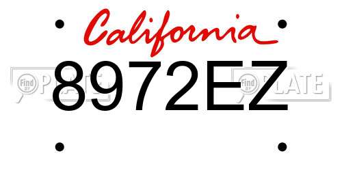 8972EZ California License Plate