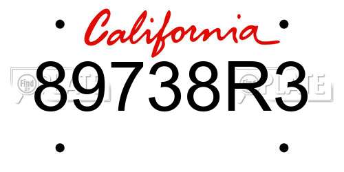 89738R3 California License Plate