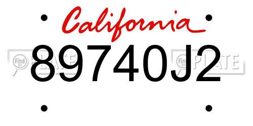 89740J2 California License Plate