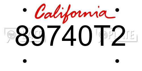 89740T2 California License Plate