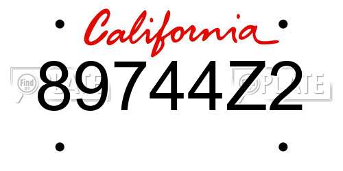 89744Z2 California License Plate