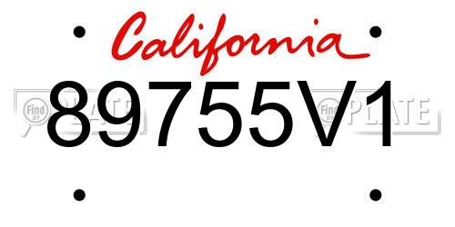 89755V1 California License Plate