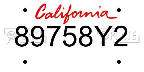 89758Y2 California License Plate