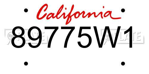 89775W1 California License Plate