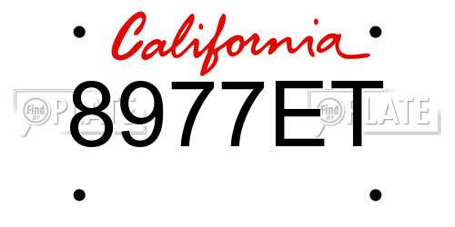 8977ET California License Plate