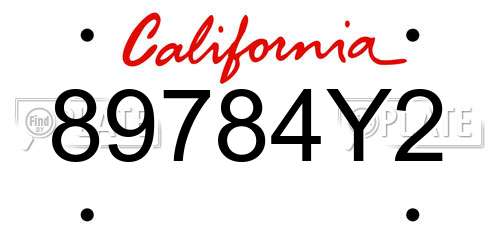 89784Y2 California License Plate