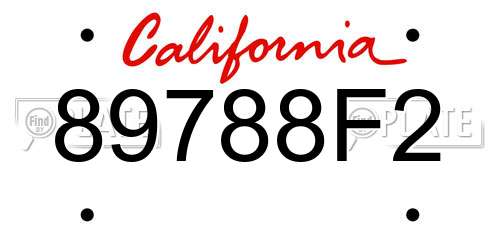 89788F2 California License Plate