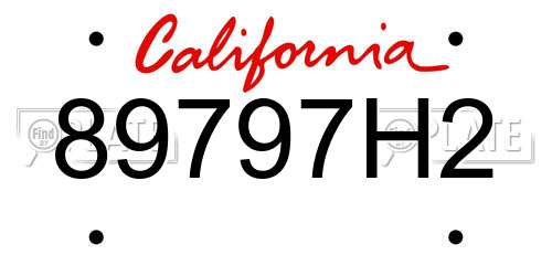 89797H2 California License Plate
