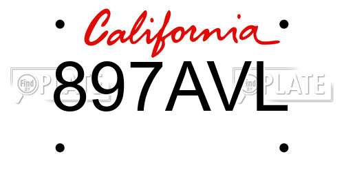 897AVL California License Plate