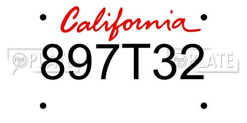 897T32 California License Plate