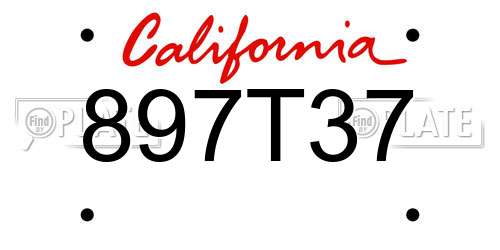 897T37 California License Plate