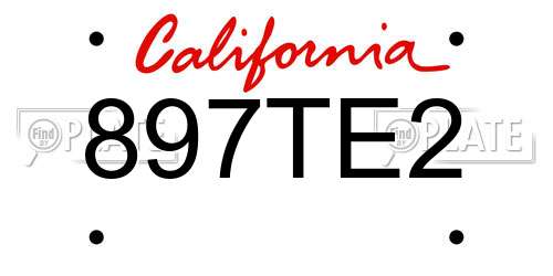 897TE2 California License Plate