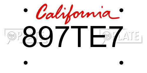897TE7 California License Plate