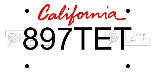 897TET California License Plate