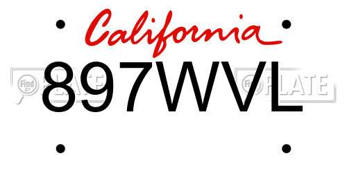 897WVL California License Plate