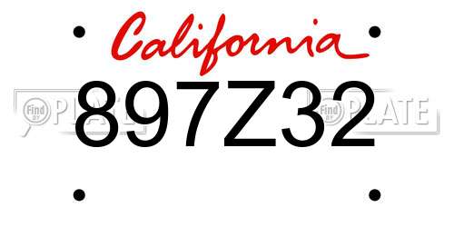 897Z32 California License Plate