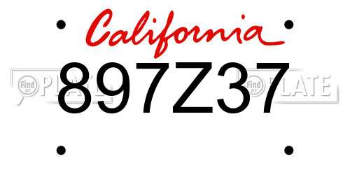 897Z37 California License Plate