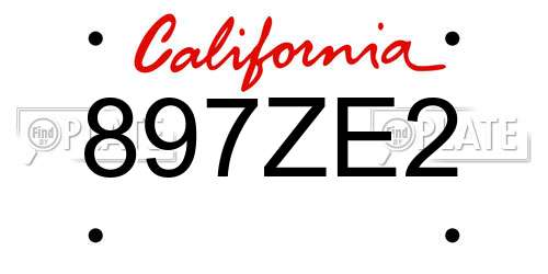 897ZE2 California License Plate